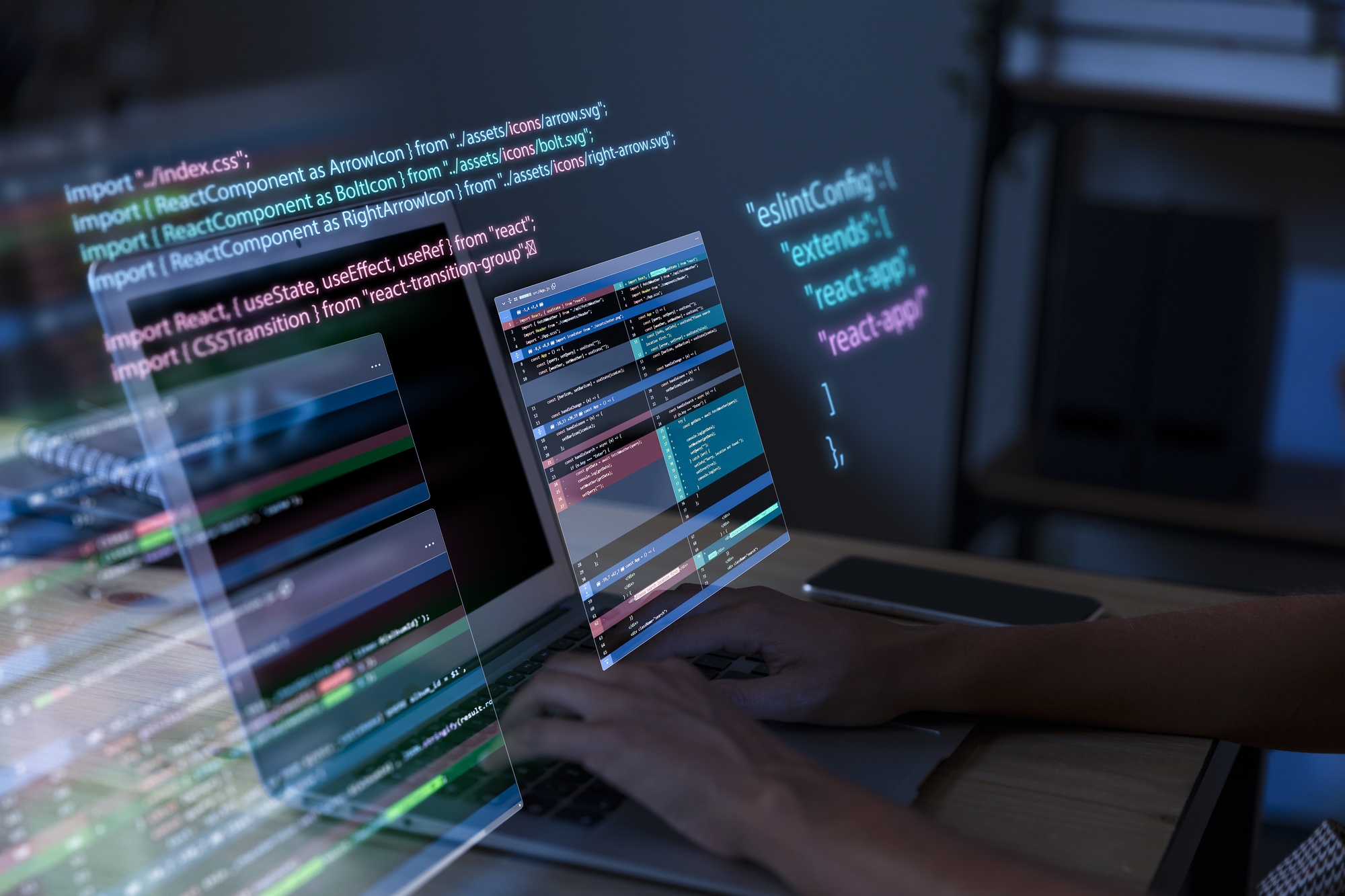 Website development code on a screen
